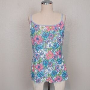 Hanky Panky Pink and Blue Floral Fitted Camisole Tank Top